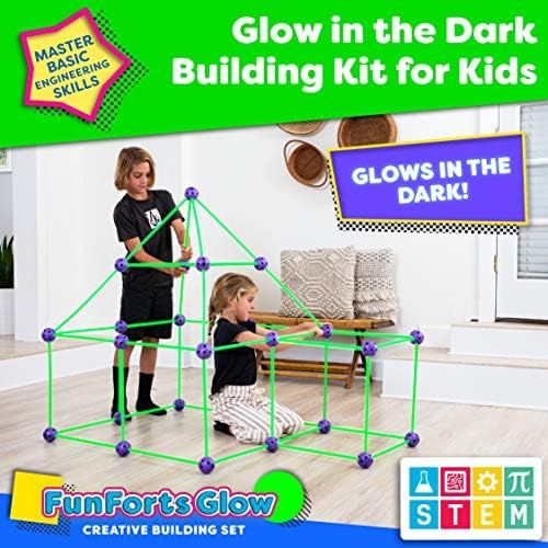 POWER YOUR FUN Fun Forts Glow Fort Building Kit for Kids - 81 Pack Glow in the Dark STEM Building To | Amazon (US)