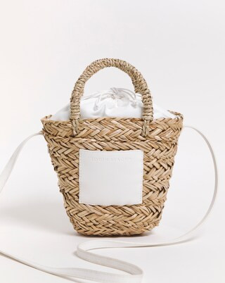 Small White Straw Bucket Bag | Simply Be (UK)
