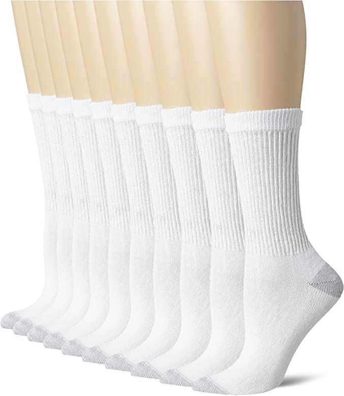 Women's Cushioned Reinforced Heel Cotton-rich Knit Athletic Crew Socks | Amazon (US)