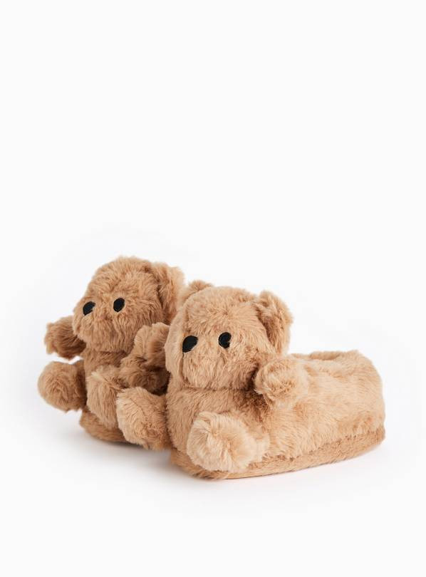 Mini Me Kids' Novelty Brown Teddy Bear Slippers 10-11 Infant | Tu Clothing