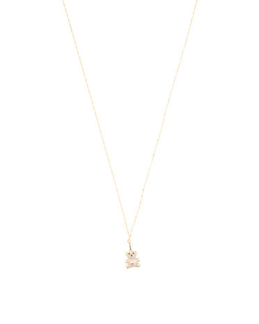 14kt Gold White Topaz Teddy Charm Necklace | TJ Maxx