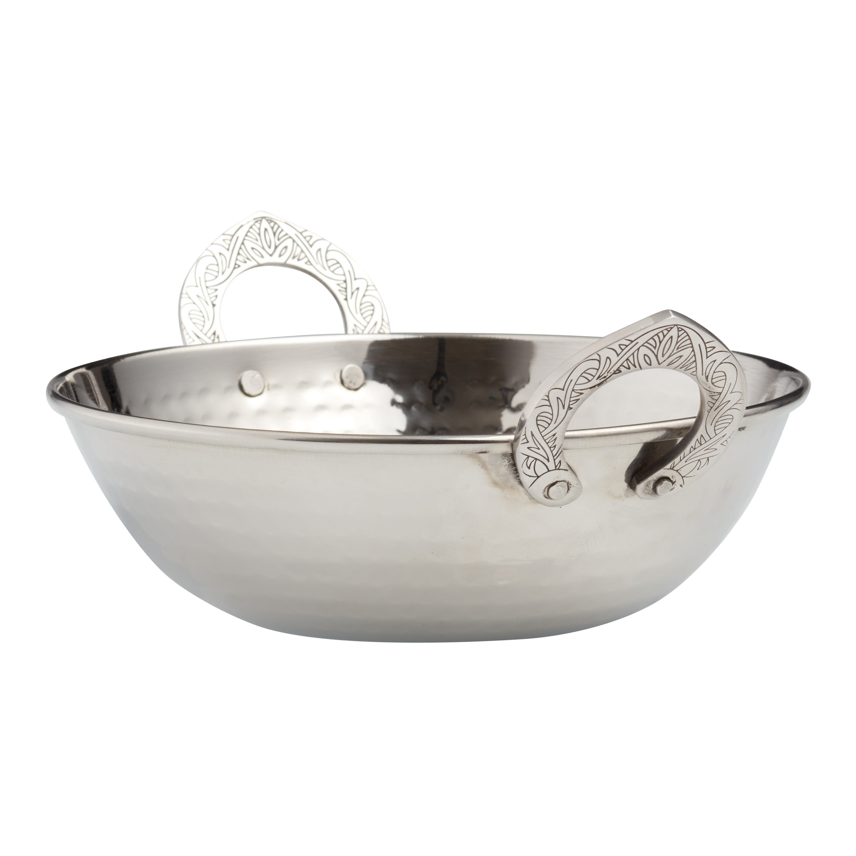 Large Hammered Stainless Steel Karhai Serving Bowl | World Market