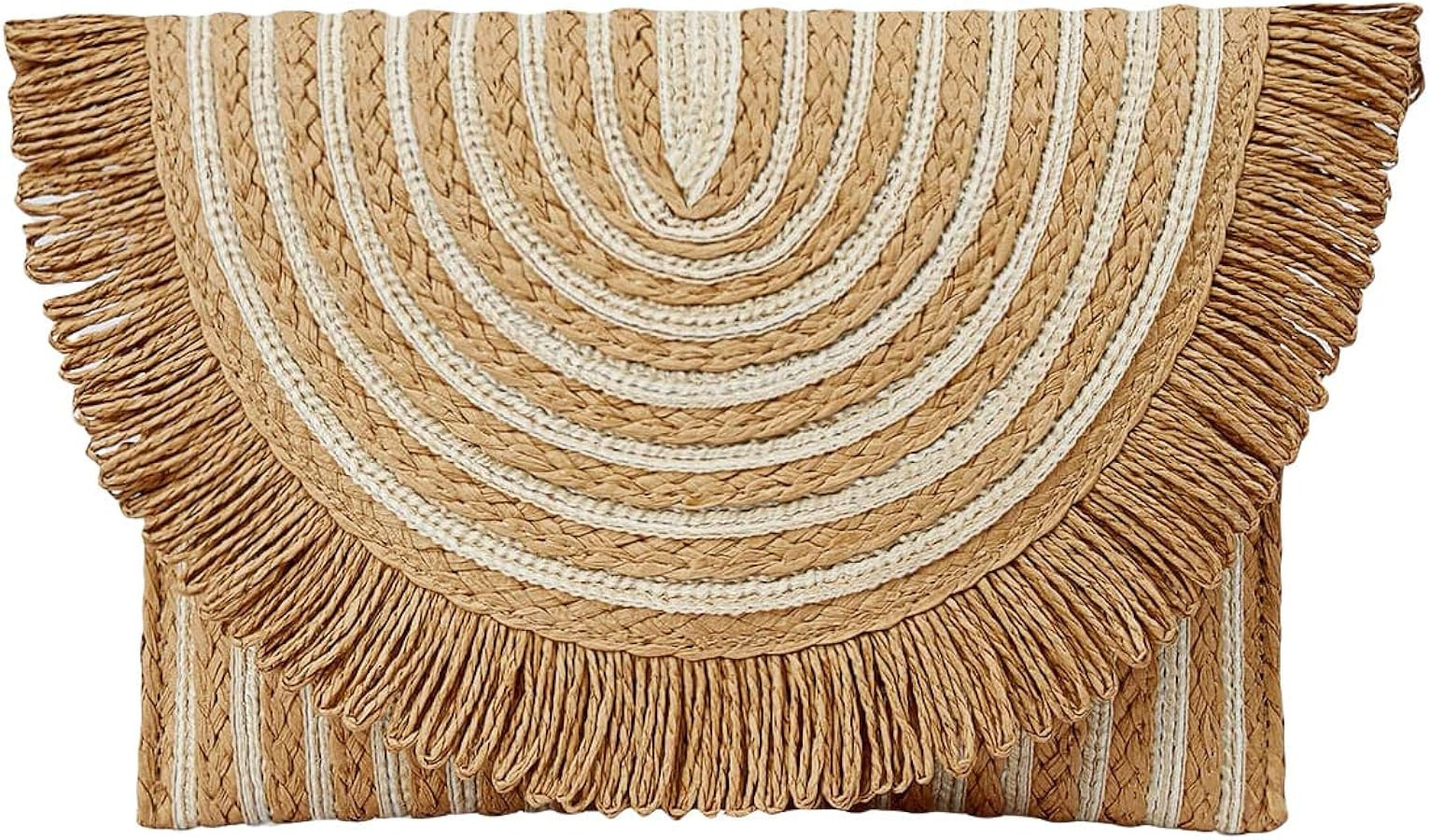 Verdusa Women's Fringe Straw Clutch Handbags Envelope Woven Summer Beach Bags | Amazon (US)