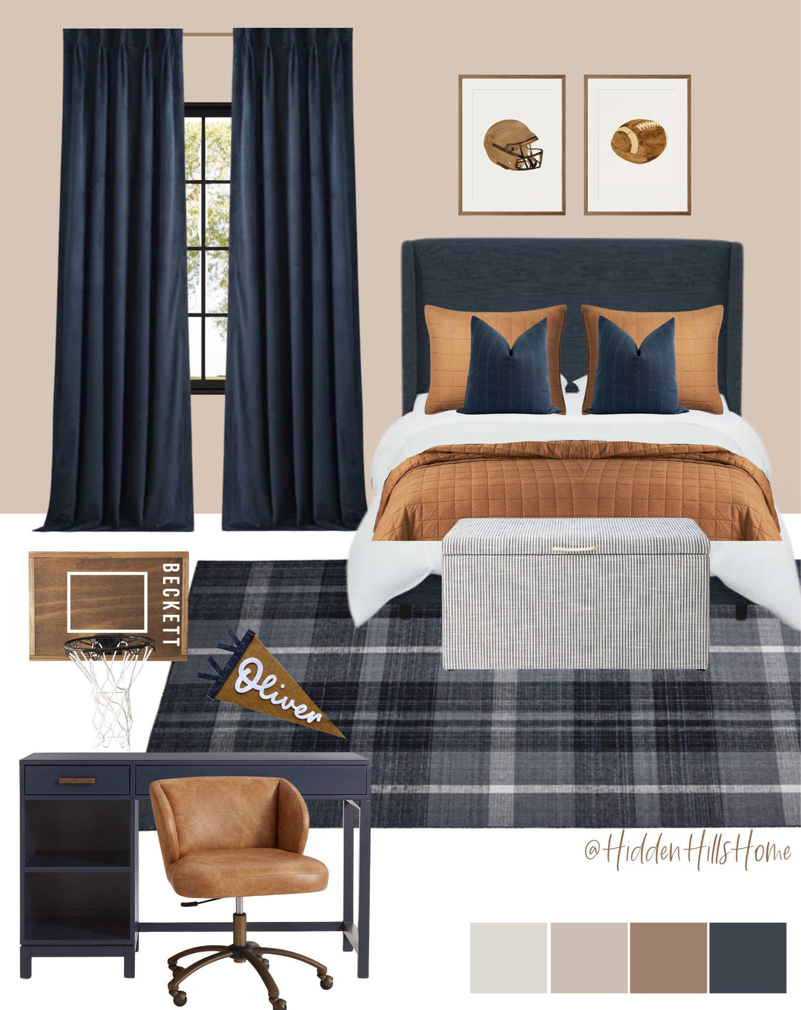 Boys bedroom, boys room decor, teen boys bedroom decor ideas, football sports themed artwork, masculine bedroom decor Inspo, kids bedroom #boysbedroom 

Wall color is SW Familiar Beige lightened 25%

#LTKsalealert #LTKkids #LTKhome