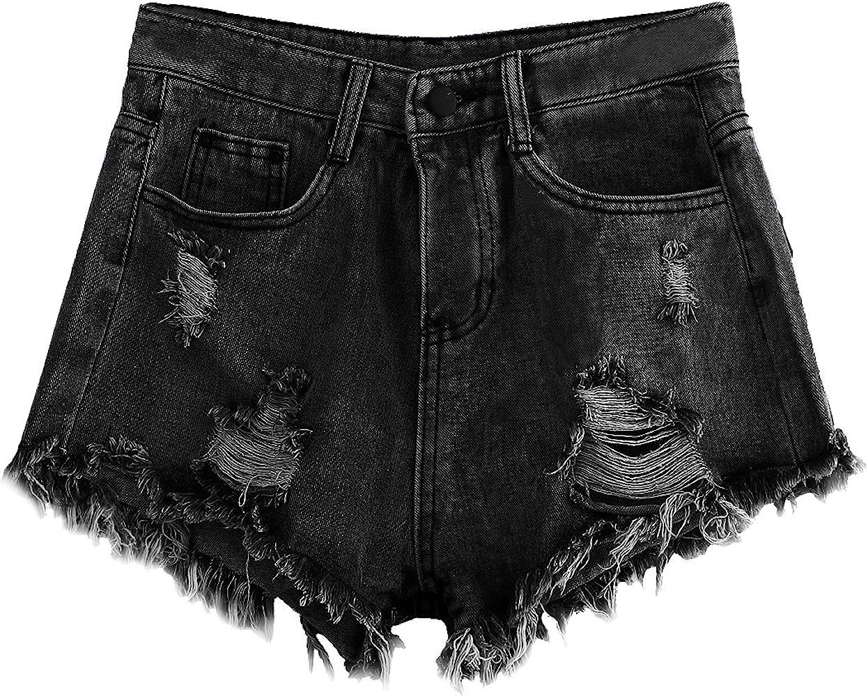 MakeMeChic Women's Cutoff Pocket Distressed Ripped Jean Denim Shorts | Amazon (US)