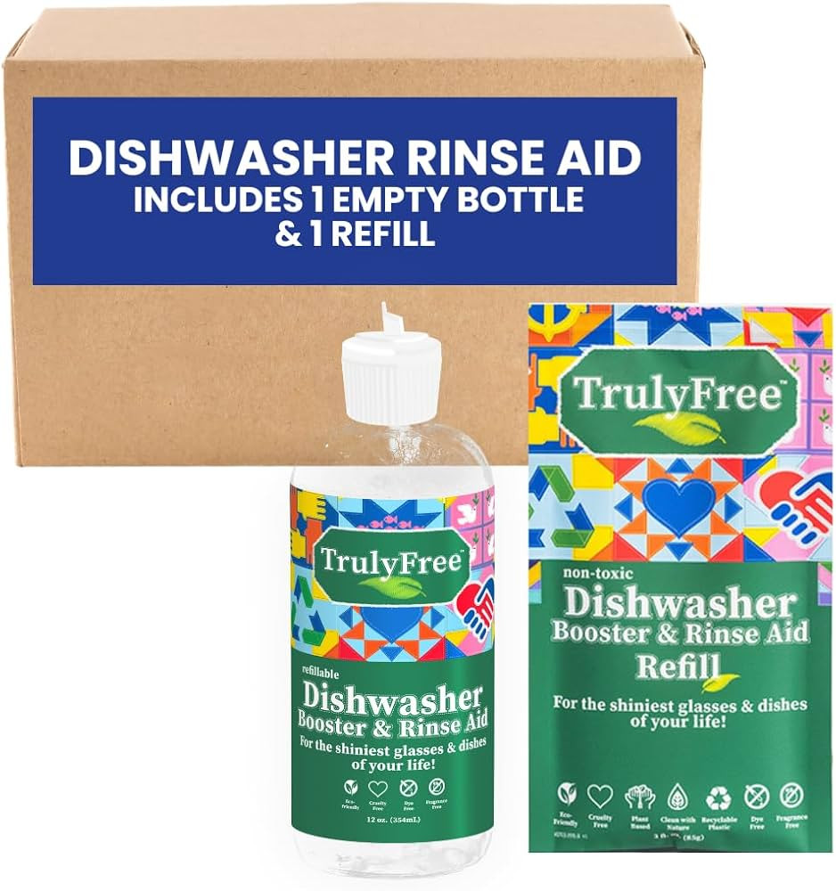 Truly Free Natural Dishwasher Booster & Rinse Aid - Non-Toxic Dishwashing Aid Formula, Removes Re... | Amazon (US)