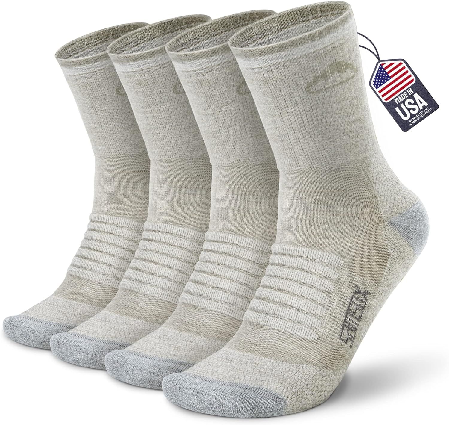 Samsox 2 Pack Merino Wool Hiking Socks, Made in USA, Moisture Wicking Micro Crew Cushion Socks for M | Amazon (US)