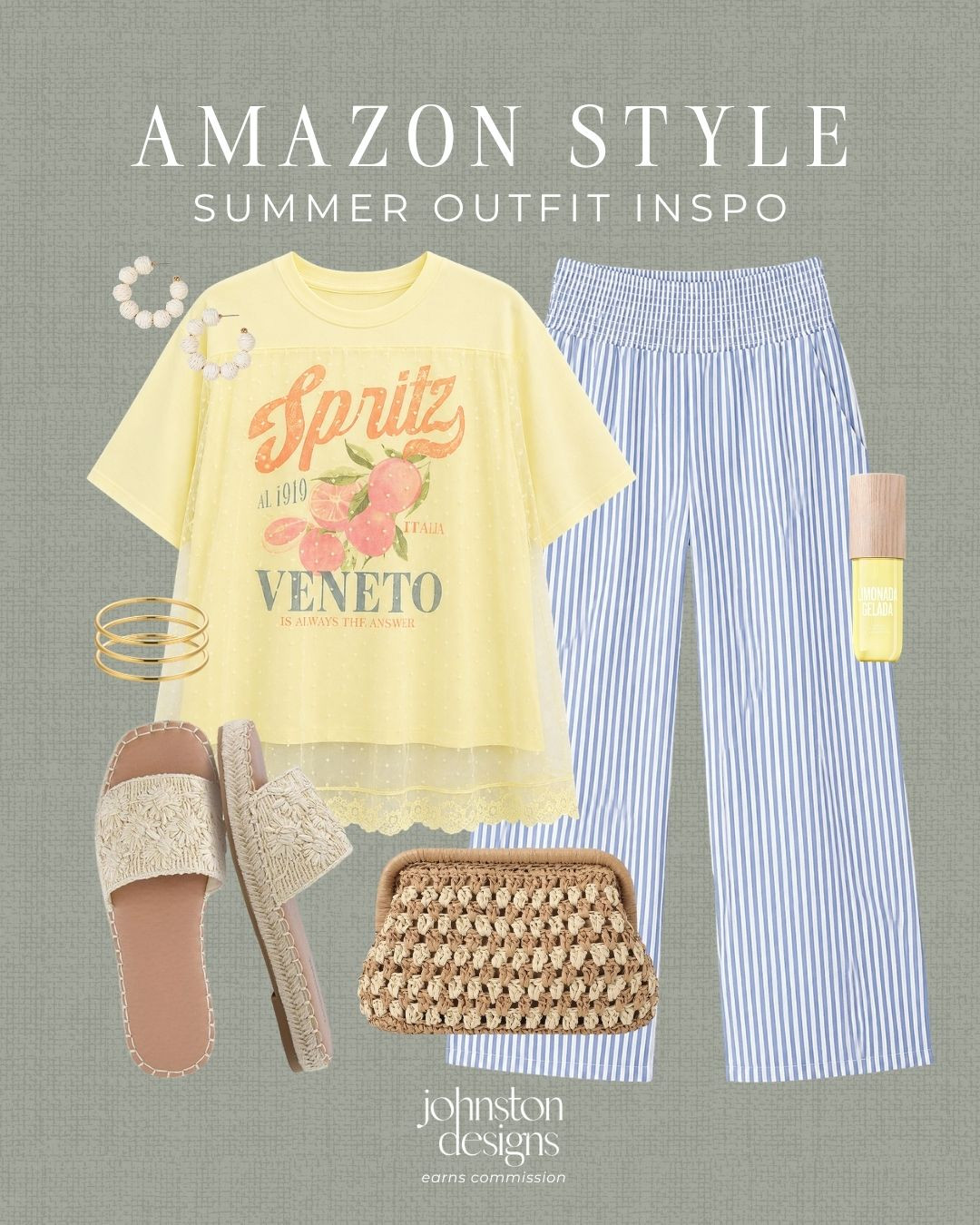 Easy Amazon summer outfit inspo with soft yellow, blue stripes and woven accessories that feel bright but still effortless. Love this for vacation days, lunch plans or a casual weekend look. 🍋

Amazon summer outfit, yellow top, striped pants, raffia bag, woven sandals, statement earrings, gold bracelet, vacation style, casual look, weekend outfit, summer fashion, coastal outfit, warm weather, affordable finds, everyday style, lunch outfit, chic accessories 

 #LTKootd #LTKSeasonal
