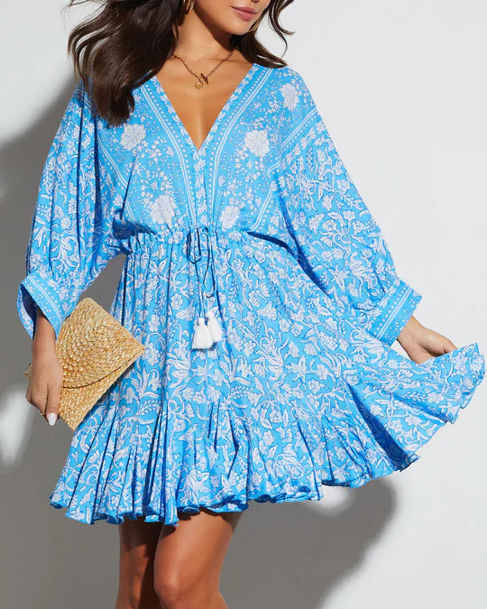 Athena Floral Tassel Tie Mini Dress | VICI