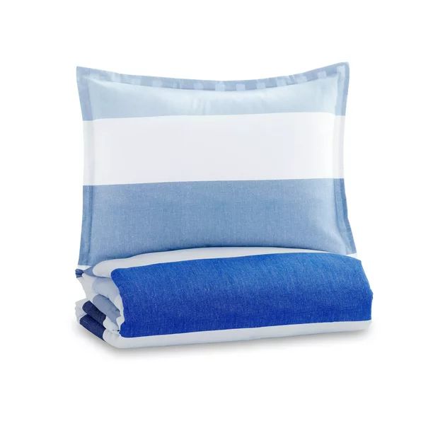 Gap Home Kids Ombre Stripe Reversible Organic Cotton Blend Comforter Set, Twin, Blue, 2-Pieces - ... | Walmart (US)