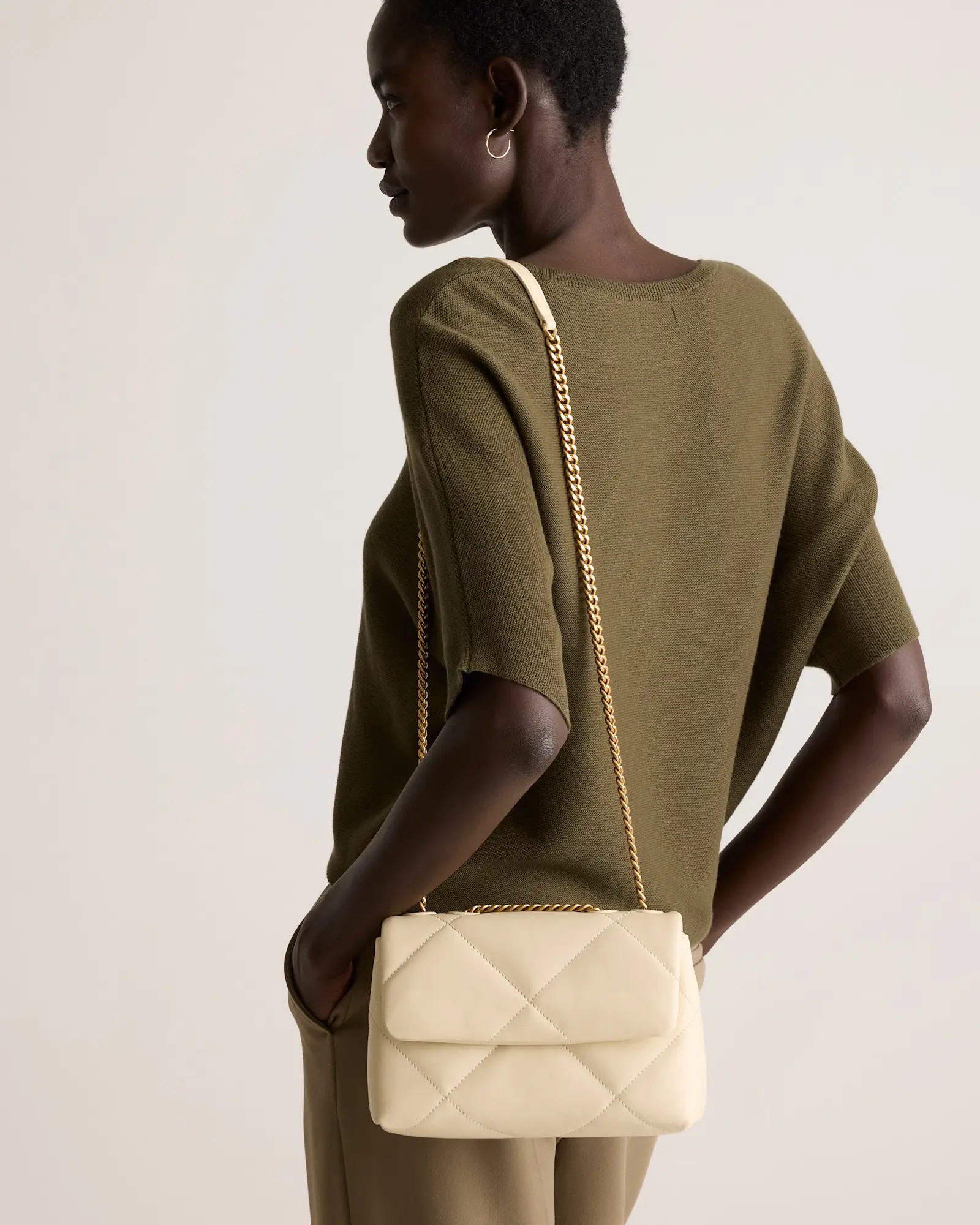 Italian Leather Puff Quilted Small Shoulder Bag | Quince