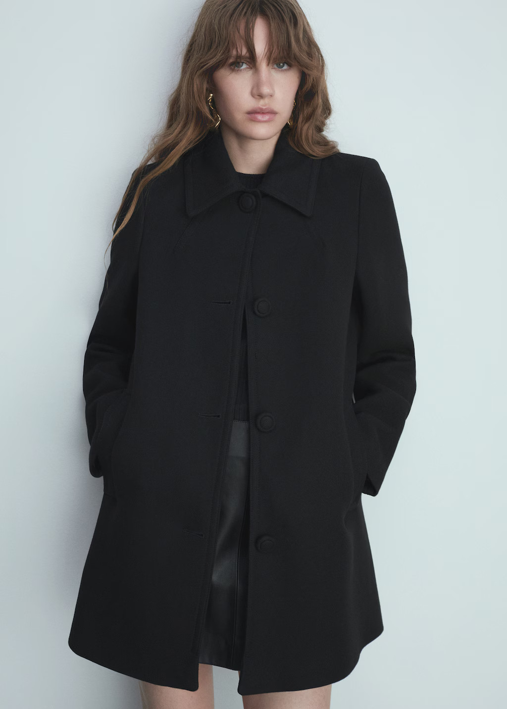 Straight-fit coat with buttons - Women | MANGO USA | MANGO (US)