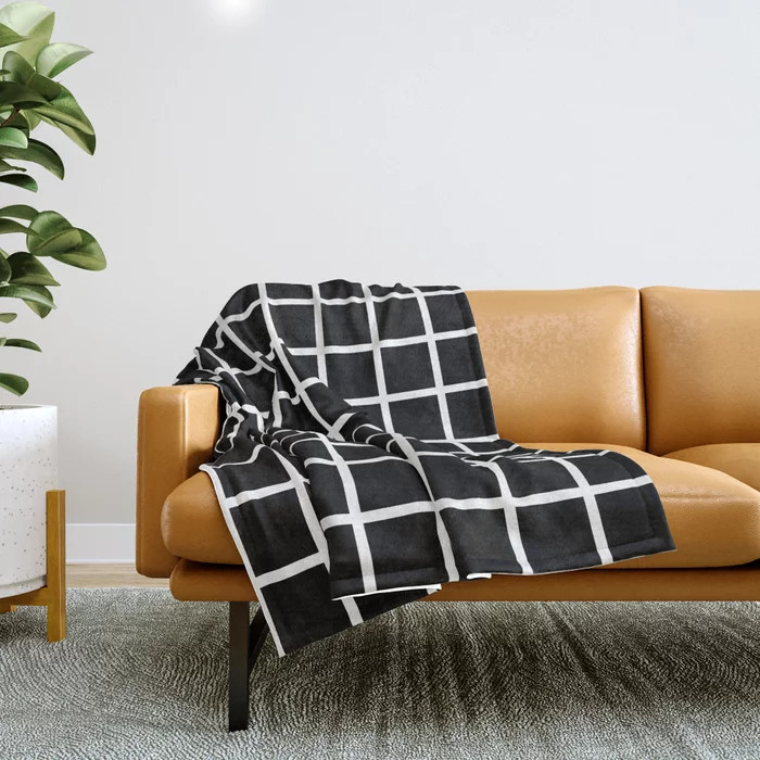 Black & White Grid Throw Blanket | Society6