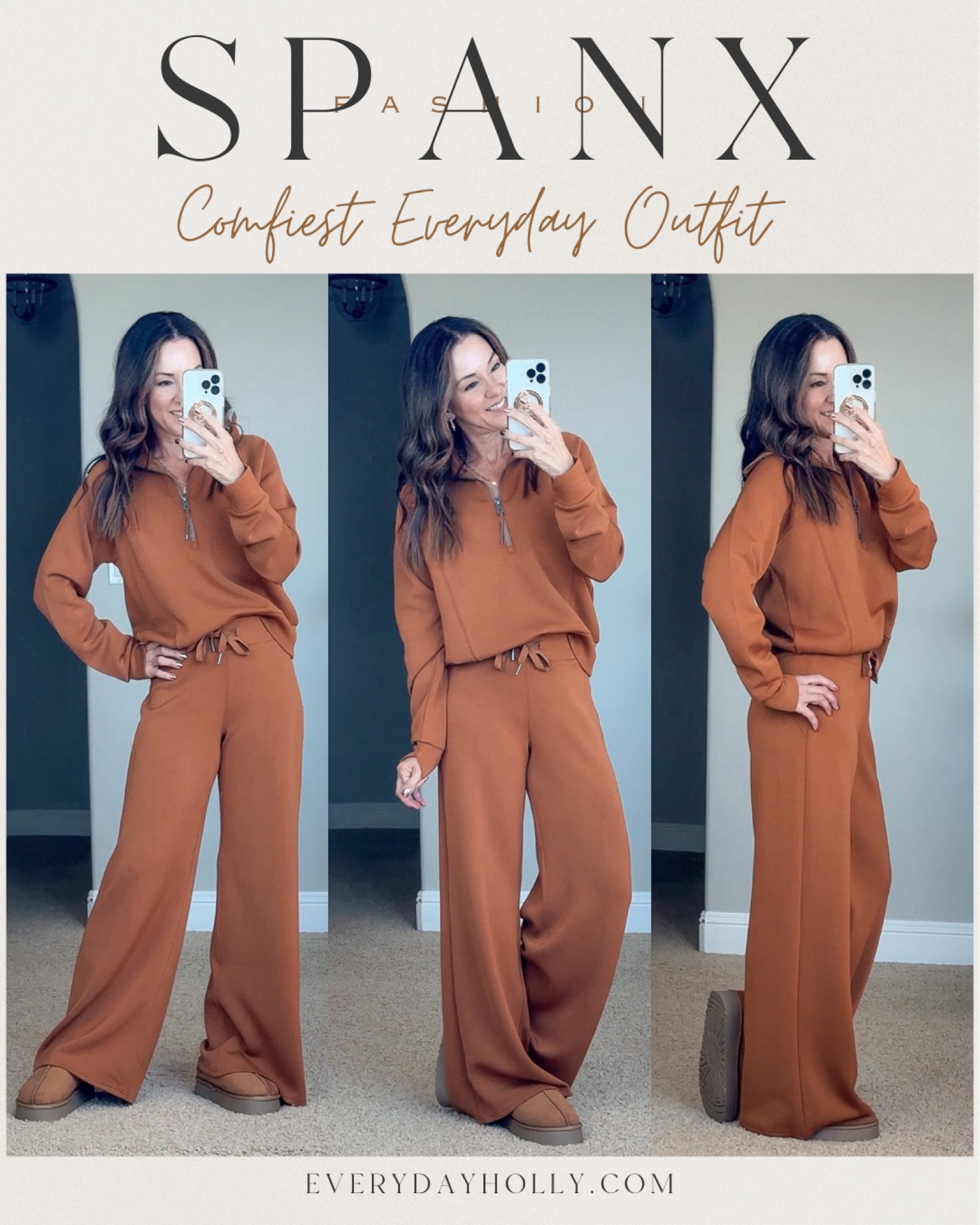 One of Oprah’s favorite things 2023! Spanx AirEssentials! Save 10% code HOLLYFXSPANX It’s luxurious, drape fabric is incredible! It’s so comfy! Wearing size XS Petite. Comes in several different styles. Sizes XS - 3XL. Wide leg pants zip pull over. 
40% off Crossbody bag plus save an additional 25% code Holly25
Comfy everyday outfit | mom, outfit, loungewear, lounge, set, cozy clothes, weekend style, gift for her, comfy Thanksgiving outfit

#LTKstyletip #LTKover40