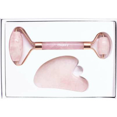 Happy The Ultimate Facial Massage Rose Quartz Facial Roller & Gua Sha | Well.ca