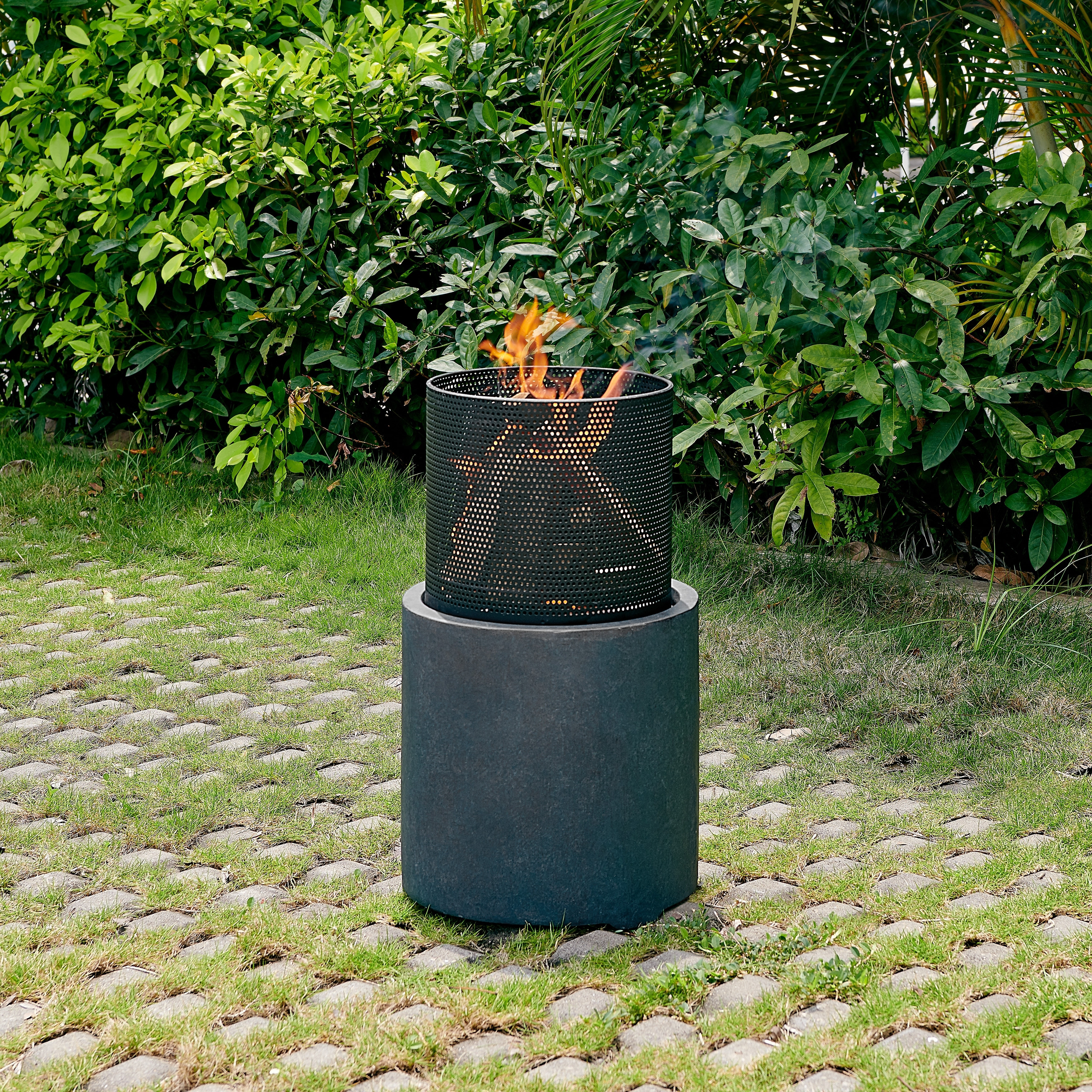 Danya B. 22 inch Wood Burning Faux Stone Fire Column | Overstock