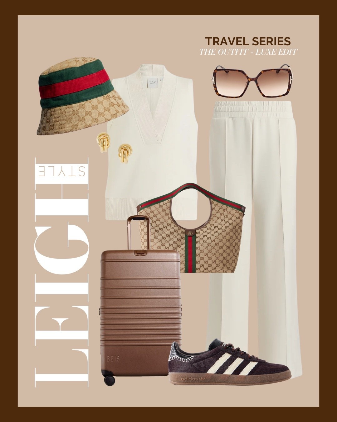 The luxe travel outfit that makes the airport feel like a runway.

#luxurytravel #luxurytravelstyle #airportoutfit #airportstyle #traveloutfit #travelstyle #guccihat #guccibag #beisluggage #luxuryfashion #designertravel #firstclassstyle #neutralluxury

#LTKTravel #LTKootd #LTKOver40