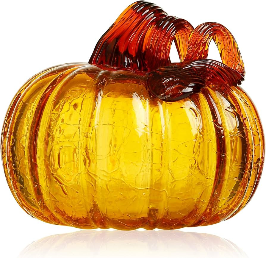 Diamond Star Glass Pumpkin Decorations Halloween Pumpkin Fall Harvest Decorative Ornaments Handma... | Amazon (US)