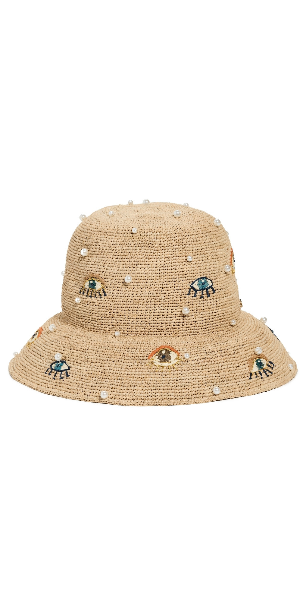 Lele Sadoughi Evil Eye Embroidered Raffia Bucket Hat Evil Eye One Size | Shopbop