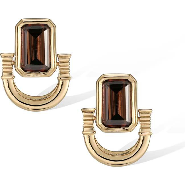 Retro Chic | Olympieion Earrings, Brown & Gold (Multicolor, One Size) | Maisonette | Maisonette