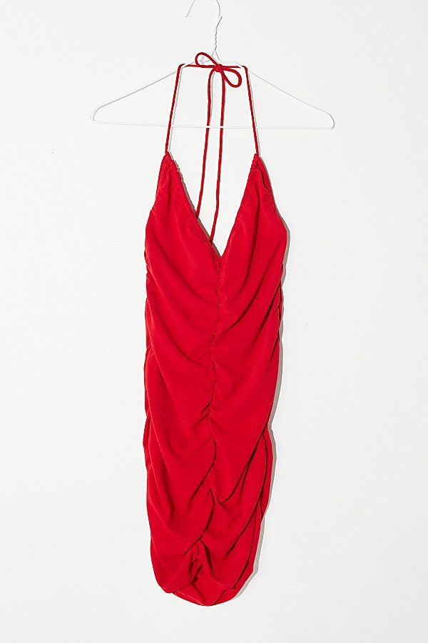Motel Laras Ruched Halter Mini Dress | Urban Outfitters (US and RoW)