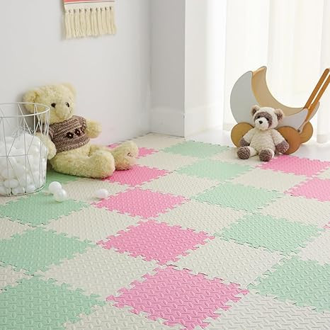 Foam Play Mat for Baby, 0.4 Inch Thicked Interlocking Floor Mats with Solid Colors, Squares Non-T... | Amazon (US)