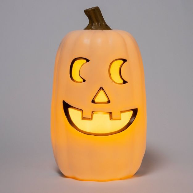 16" Lit Pumpkin White Halloween Decorative Prop - Hyde & EEK! Boutique™ | Target