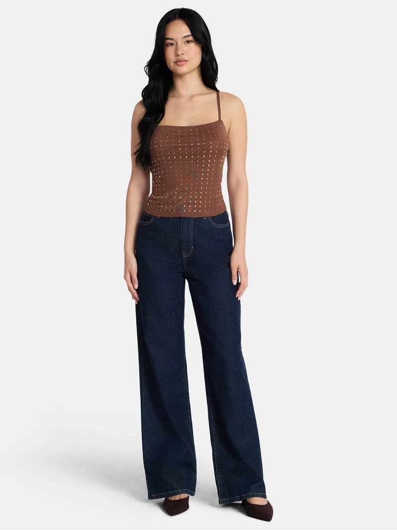 Madden NYC Rhinestone Cami, Womens | Walmart (US)
