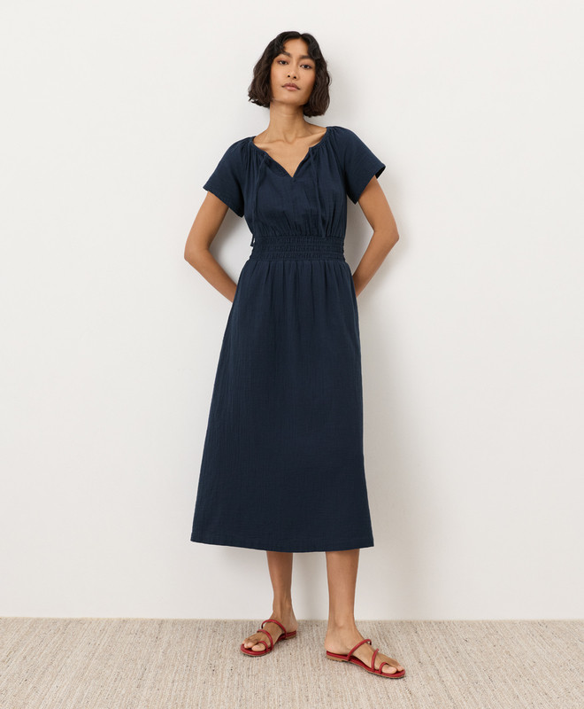 Women’s Coastal Double Gauze Boho Midi Dress made with Organic Cotton | Pact | Pact Apparel