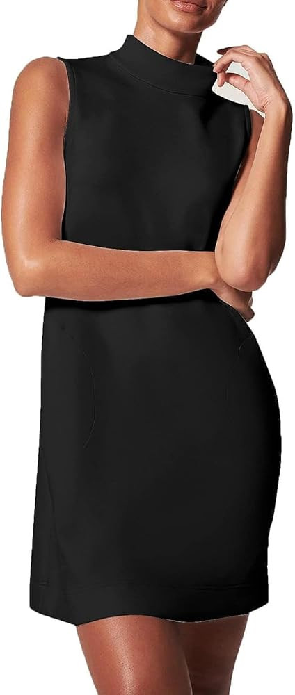 Mincib Women Air Essential Mock Neck Dress Summer Sleeveless A-line Tank Dress | Amazon (US)