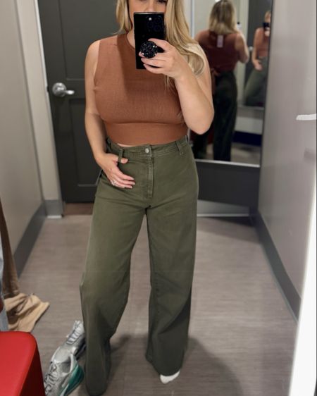 Perfect length wide leg pants for my petite girlies. Living for the earth tones. 

Tank top is so cute and has a tie in the back. Comes in several other colors  

#LTKFindsUnder50 #LTKWorkwear