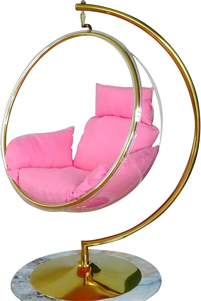 Bubble Hanging Chair Clear Acrylic Accent Swing Chair with Gold/Chrome Stand and Durable Fabric S... | Amazon (US)