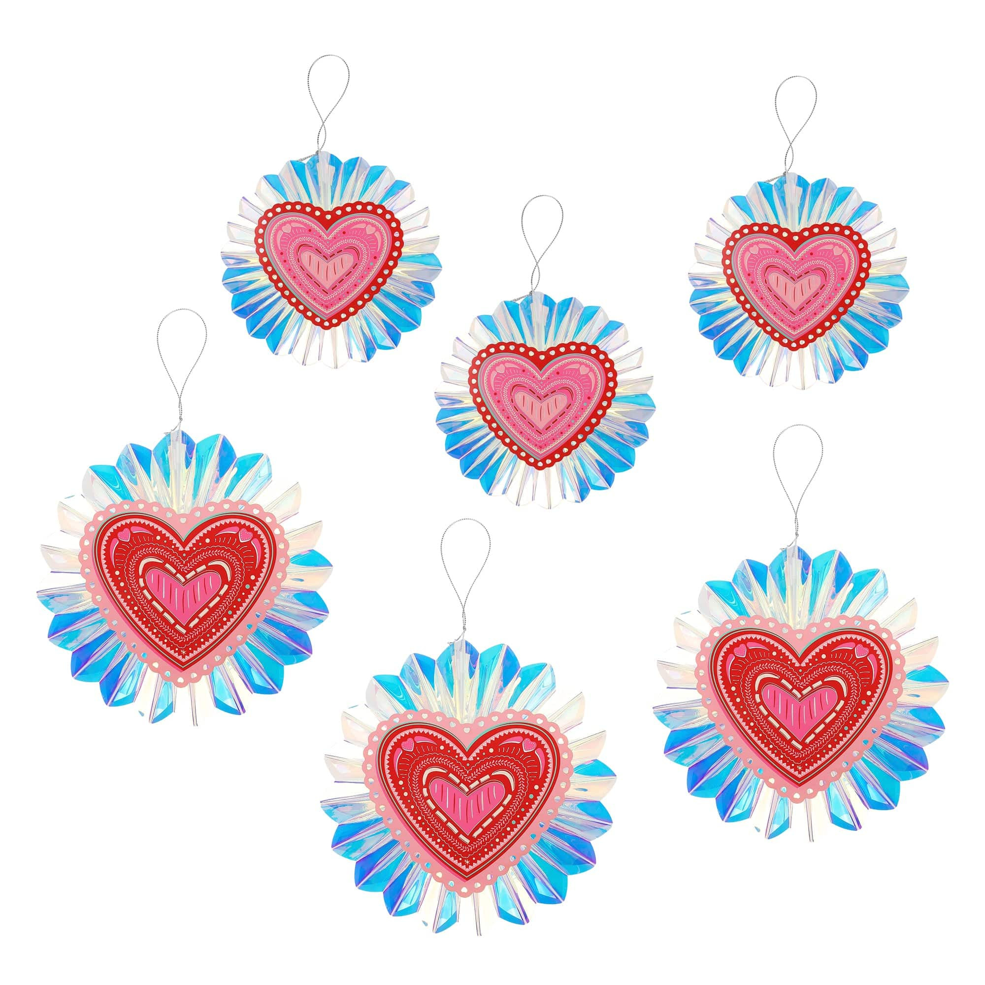 Decorative Valentine's Hearts Pack - Table & Hanging Decor (set of 6) | Packed Party