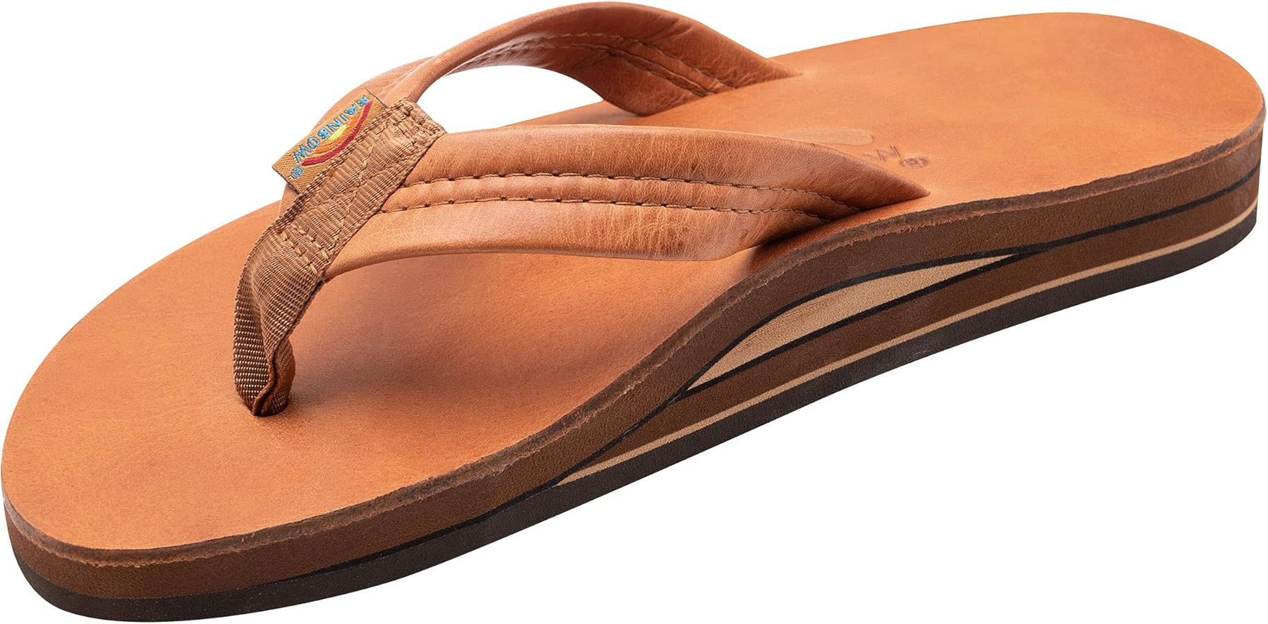 Rainbow Sandals Men's Leather Double Layer with Arch Wide Strap | Amazon (US)