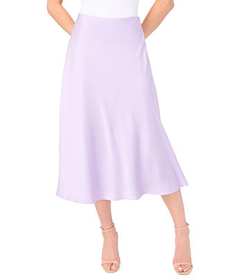 Women's A-line Side-Zip Satin Midi Skirt | Macy's
