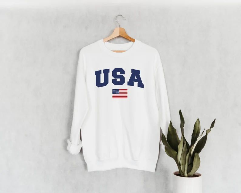 USA Flag Sweatshirt | USA Sweatshirt, Brandy Melville, Patriotic Sweatshirt, 4th of July Sweatshi... | Etsy (US)