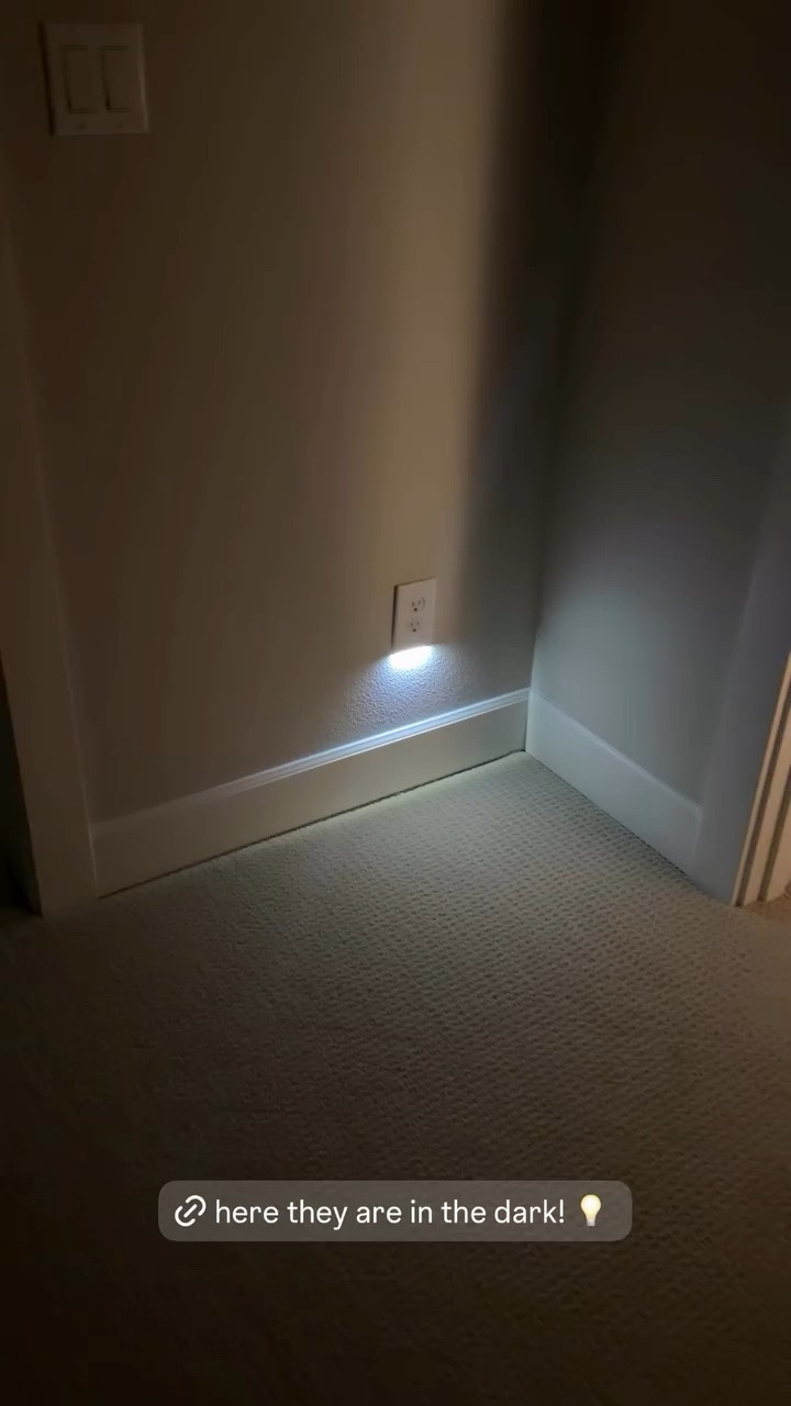 Here they are in the dark! We just installed these outlet night lights to light up the hallway. Super easy to switch out!
