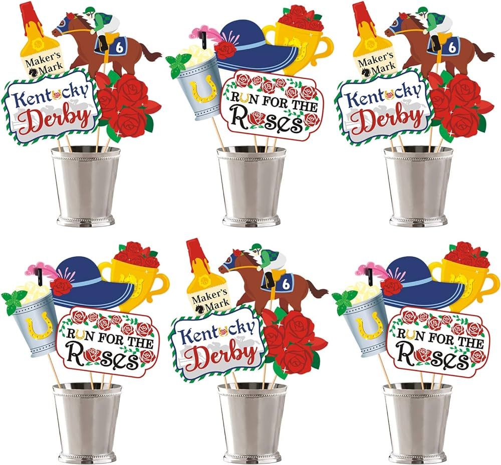 Kitticcino Derby Day Party Supplies Centerpieces Sticks Talk Derby to Me Table Toppers for Horses... | Amazon (US)
