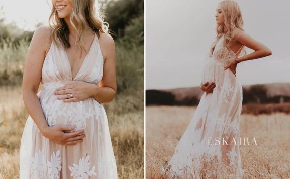 White Maternity Dress Maternity Dress for Photo Shoot Lace | Etsy | Etsy (US)