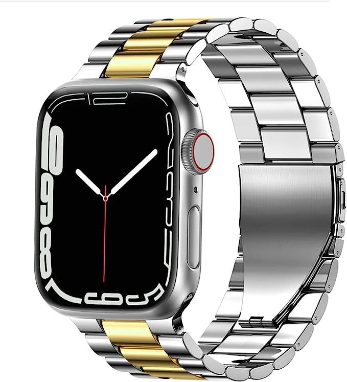 Fitlink Stainless Steel Metal Band for Apple Watch 45/44/42/41/40/38mm, Apple Watch Band Bracelet... | Amazon (US)