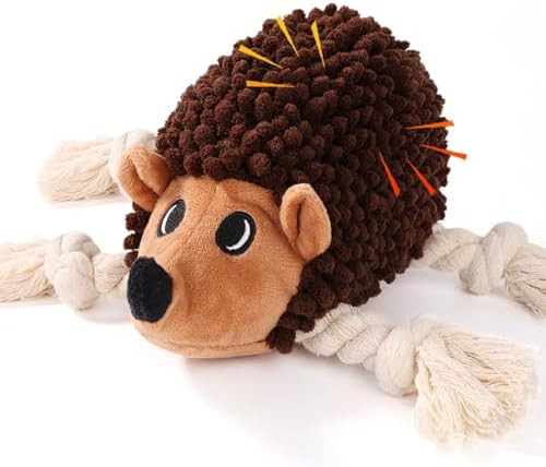 Dog Squeaky Toys for Dogs - Hedgehog Mop Plush Interactive Rope Toy, Durable Chew Toy with Squeak... | Amazon (US)