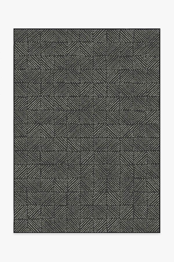 Outdoor Parquet Black Rug | Ruggable