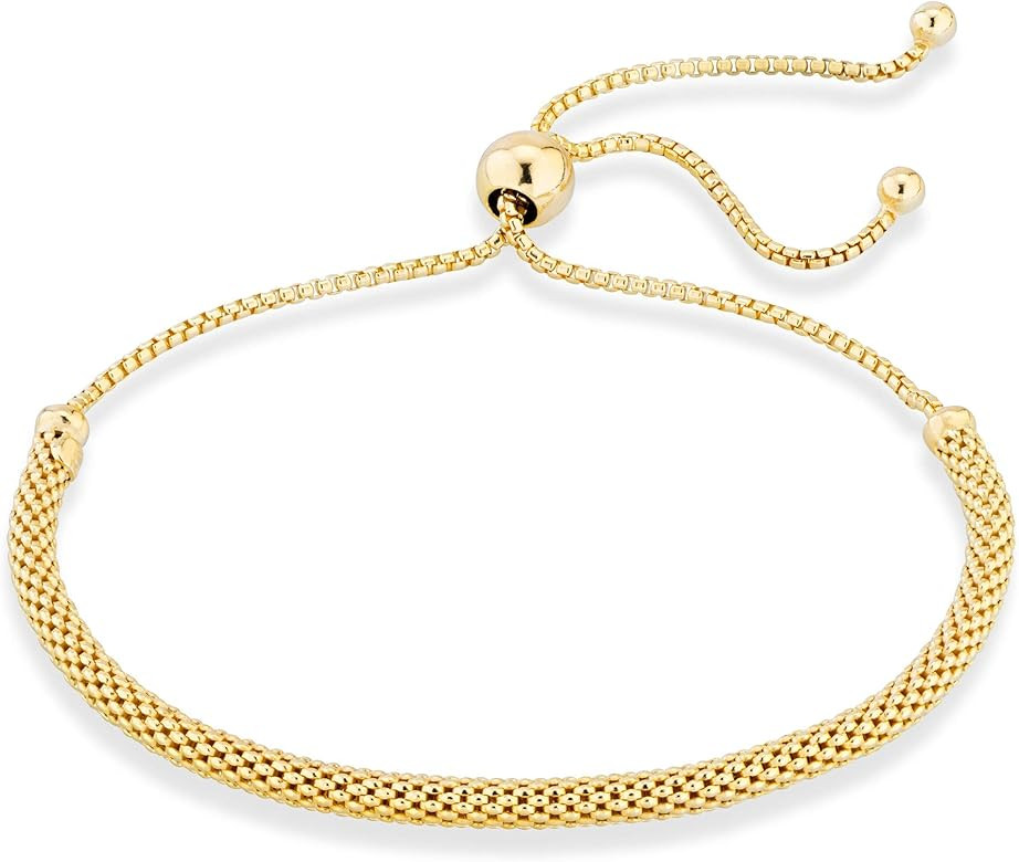 Miabella 925 Sterling Silver Italian Adjustable Bolo 3mm Round Mesh Chain Bracelet for Women Choi... | Amazon (US)