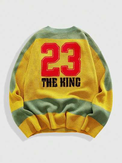 ROMWE MEN Prep Men's Contrast Color V-Neck Long Sleeve Knit Sweater, Fall Winter | SHEIN