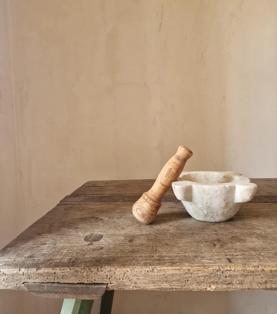 Antique Italian Marble Mortar and Wooden Pestle. Early 20th Century. - Etsy | Etsy (US)