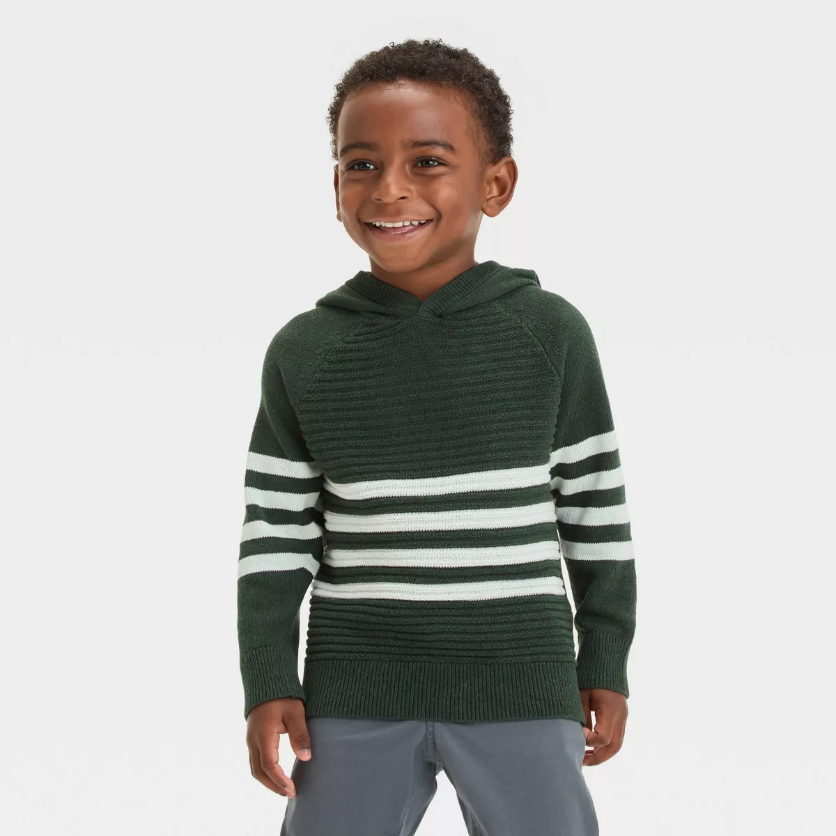 Toddler Boys' Hooded Striped Sweater - Cat & Jack™ Green | Target