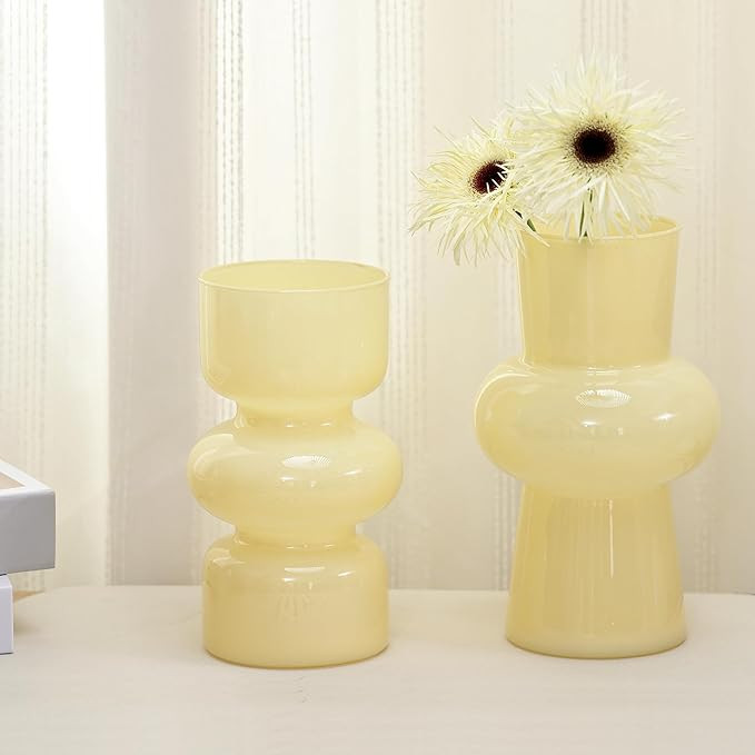 2PCS Glass Vase Yellow, Hydroponic Bubble Glass Vases for Flowers, ViViTOP Modern Style Decorativ... | Amazon (US)