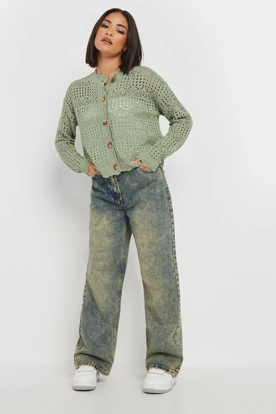 Light Green PixieGirl Petite Crochet Cardigan | Boohoo | Boohoo.com (UK & IE)