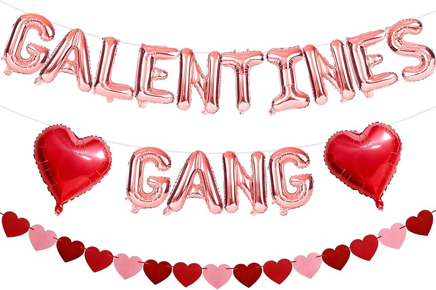 Galentines Day Decorations Set，Includes 16 inch Rose Gold Galentines Gang Letter Balloons Banne... | Amazon (US)