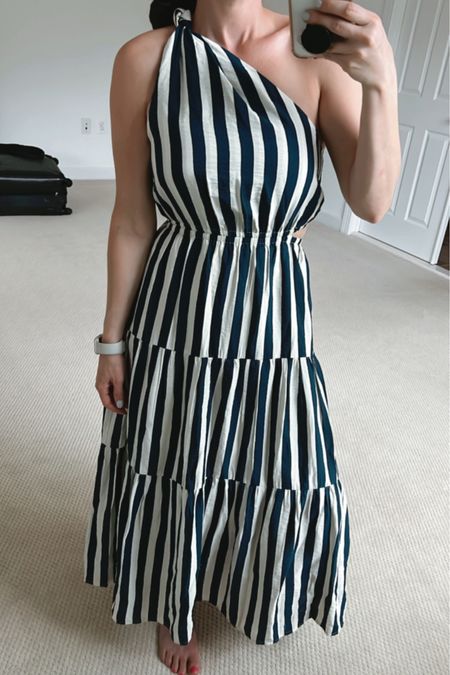The perfect dress for a beach vacation 
Nordstrom, stripe dress, vacay 

#LTKunder100